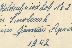 Handschriftliche Notiz zu Kriegsereignissen in Purolesk, April 1942