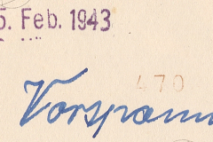 Handschriftliche Notiz mit Datum 5. Februar 1943