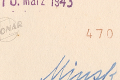 Dokumentenrückseite mit Datierung 10. März 1943
