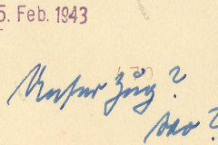 Handschriftliche Notiz mit Datum 5. Februar 1943
