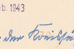 Handschriftliche Notiz mit Datum 8. Februar 1943