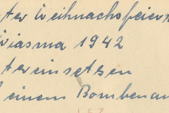 Handschriftliche Notiz zu Weihnachtsfeierlichkeiten in Warschau 1942