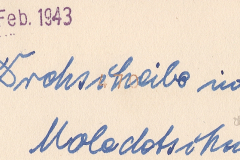 Handschriftliche Notiz mit Datum 6. Februar 1943