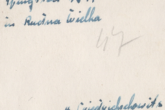 Handschriftliche Notiz mit Datumsangabe und Ortsvermerken, 1944