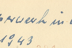 Handschriftliche Notiz: Panzerwrack in Usedom 1943