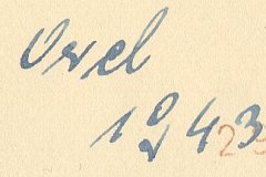 Handschriftliche Notiz mit Ortsname und Jahreszahl 1943