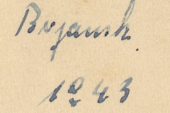 Handschriftliche Notiz mit Ortsangabe und Datumsangabe